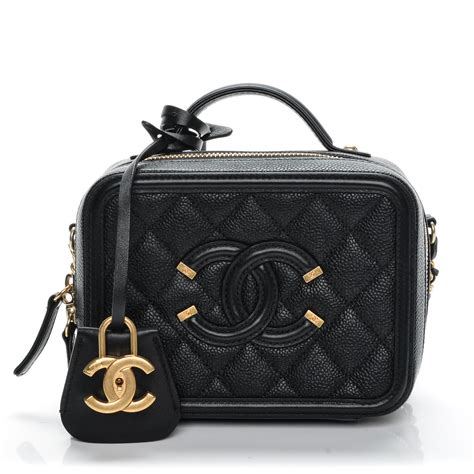 CHANEL Caviar Quilted Small Top Handle Vanity Case With 